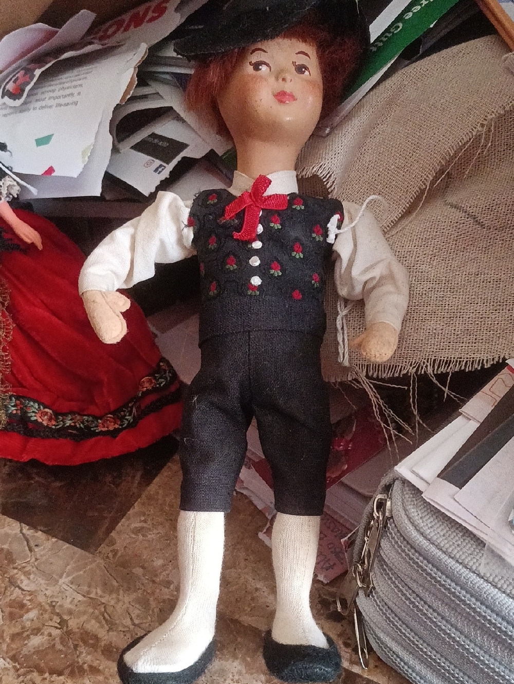 vintage figurine appears to be a composition and cloth doll produced by Baitz. 